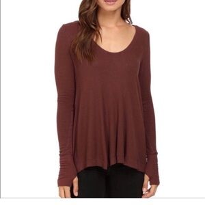 Free people waffle knit top, S, brown